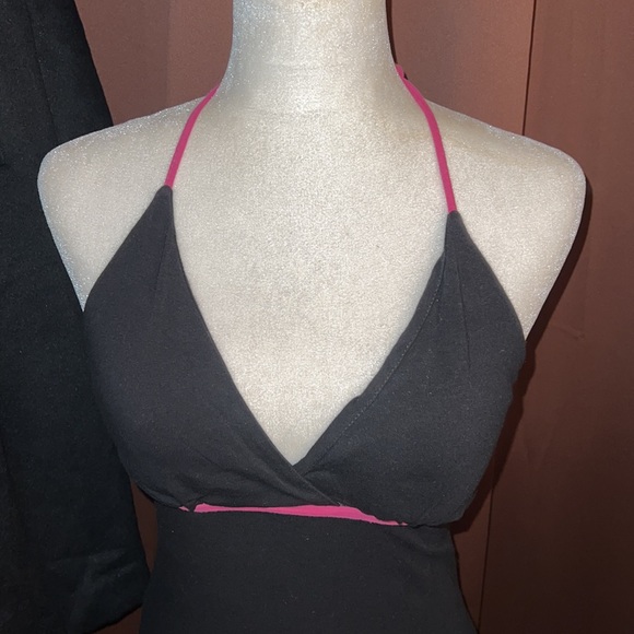 Supporting Radical Habits Black 🖤 Pink 💗 Camisole Halter Top Lace Back Med - Picture 2 of 9
